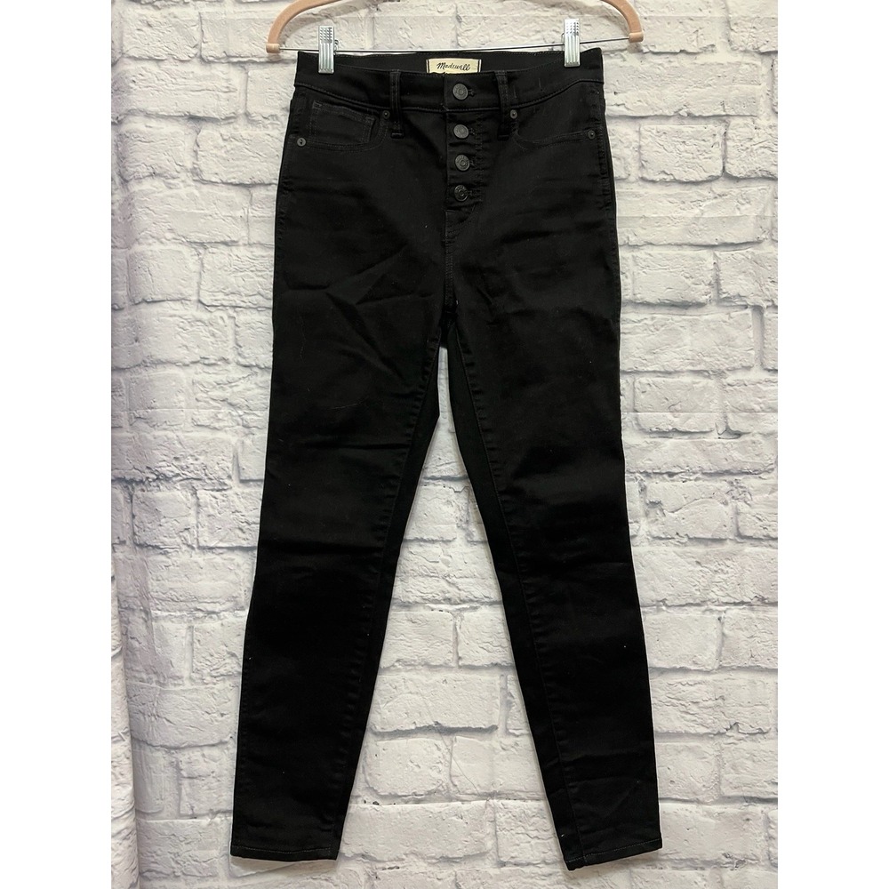 Madewell 10" High Rise Skinny Stretch Jeans Womens Size 26P Black Casual Rocker